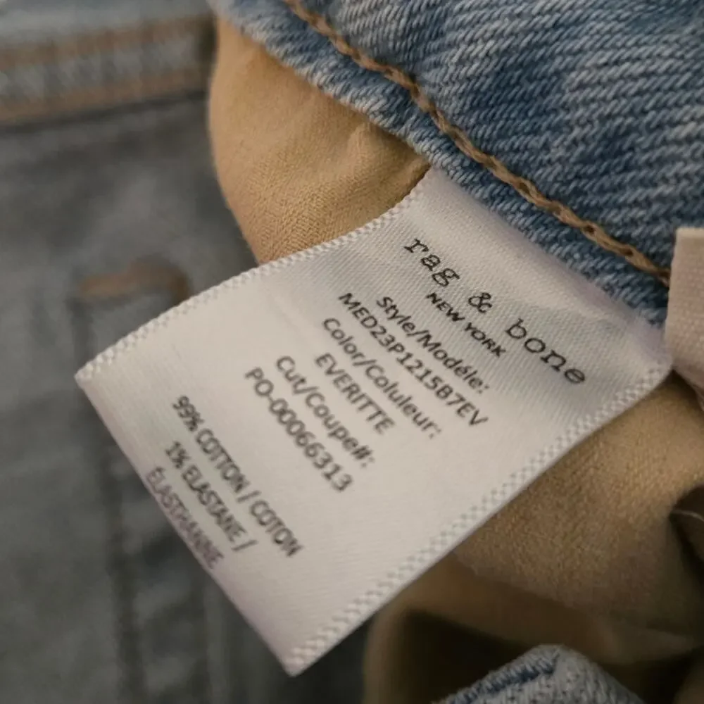 Rag & Bone Men's Fit 3 Classic Light Wash Straight Leg Denim Jeans Size 36